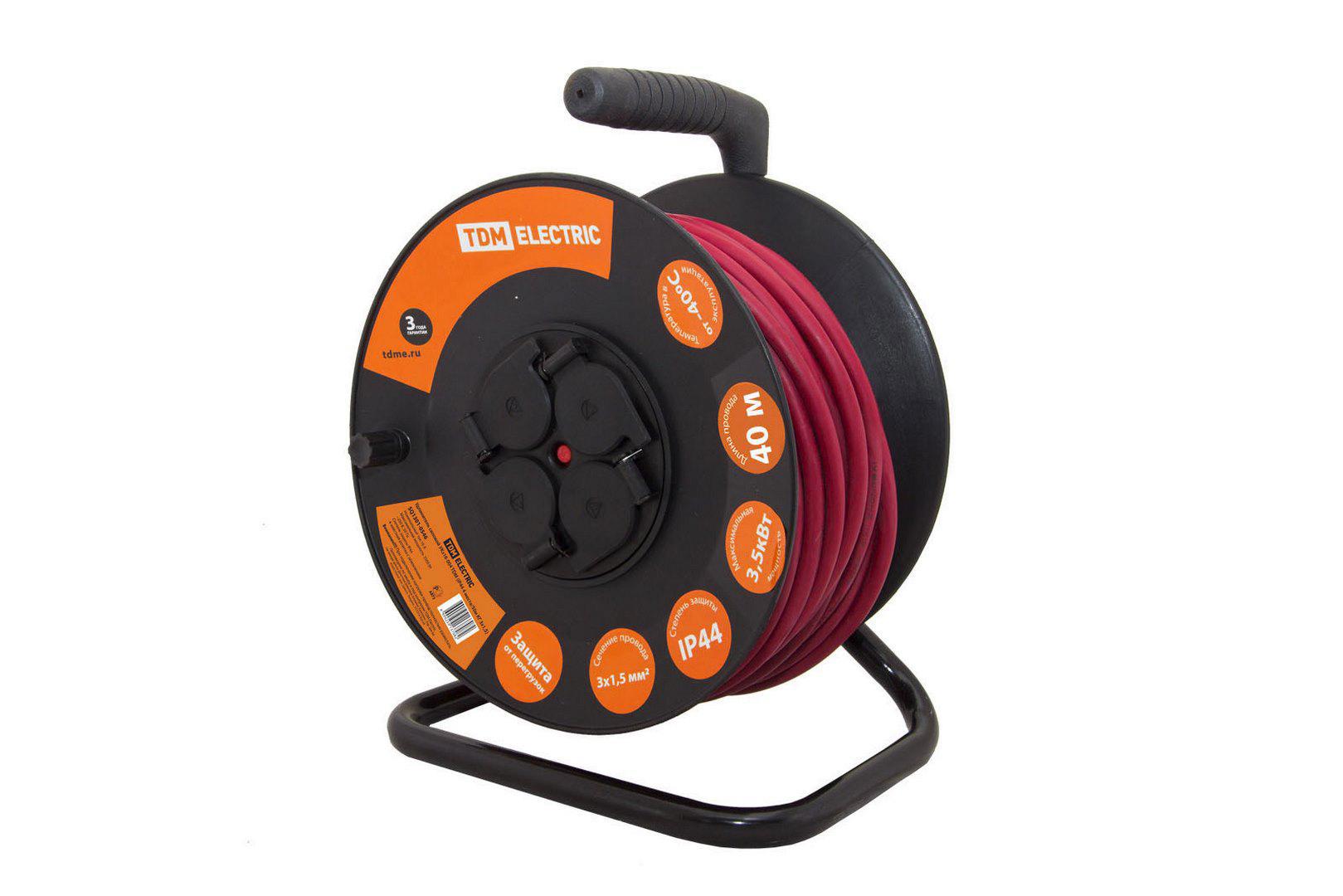 Изображение товара Удлинитель на катушке Tdm electric SQ1301-0545 4 розетки, 40 м