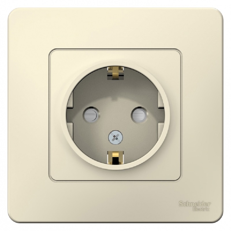 Изображение товара Розетка встраиваемая Systeme Electric Blanca с заземлением со шторками цвет молочный 1 шт