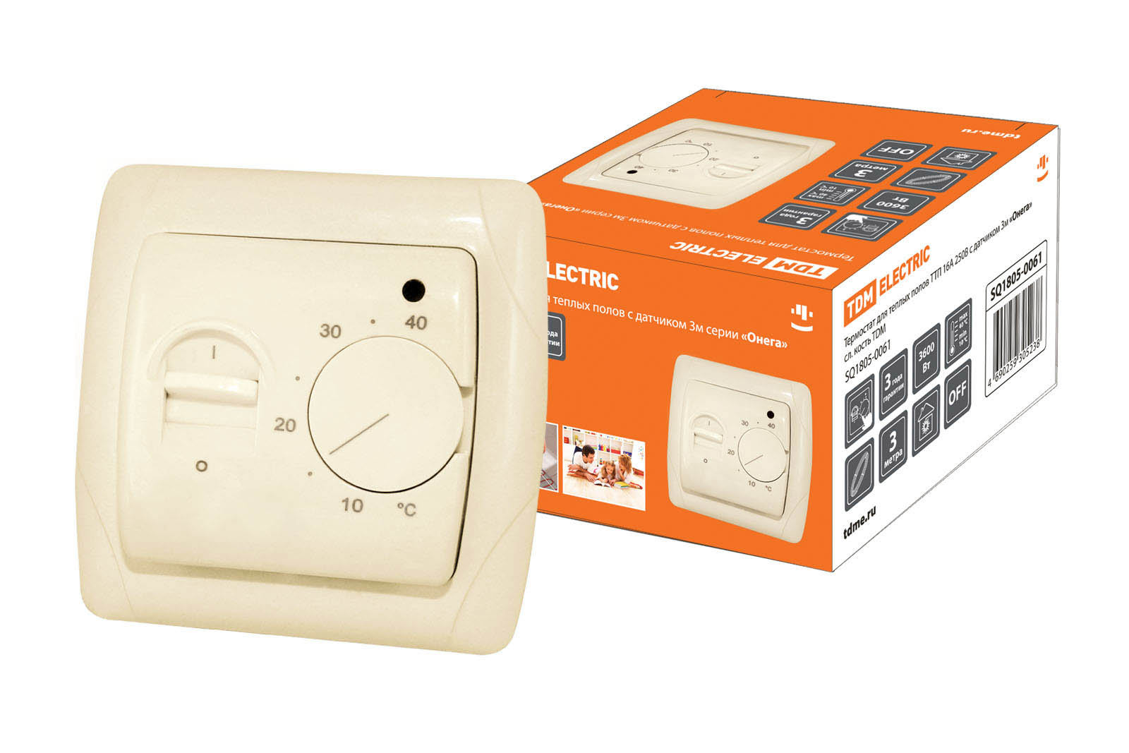 Изображение товара Терморегулятор для теплого пола TDM Electric механический цвет бежевый
