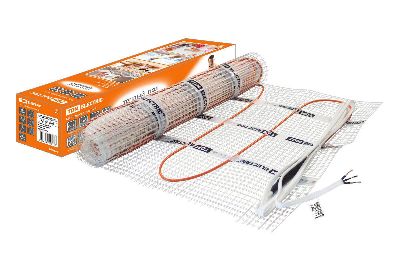 Изображение товара Нагревательный мат для теплого пола TDM Electric 2 м2 300 Вт Россия