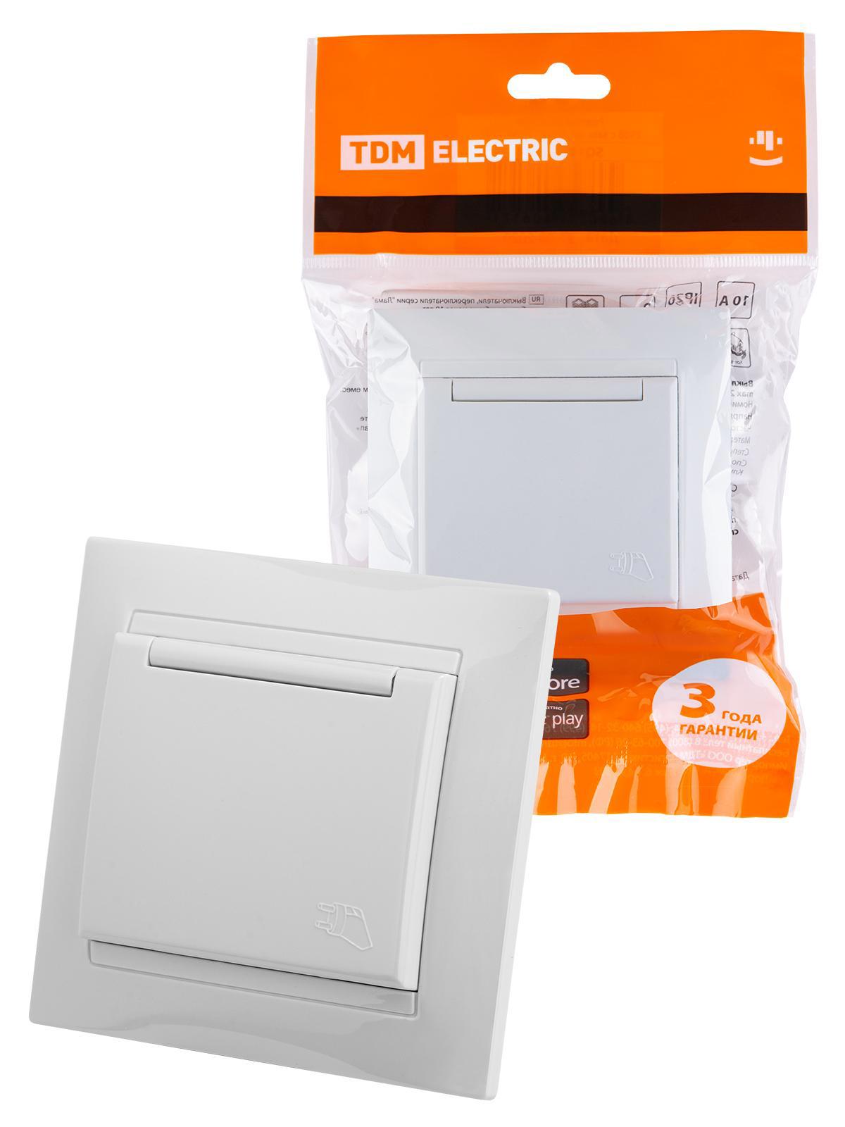 Изображение товара Розетка встраиваемая Tdm electric Лама SQ1815-0026 с крышкой цвет белый