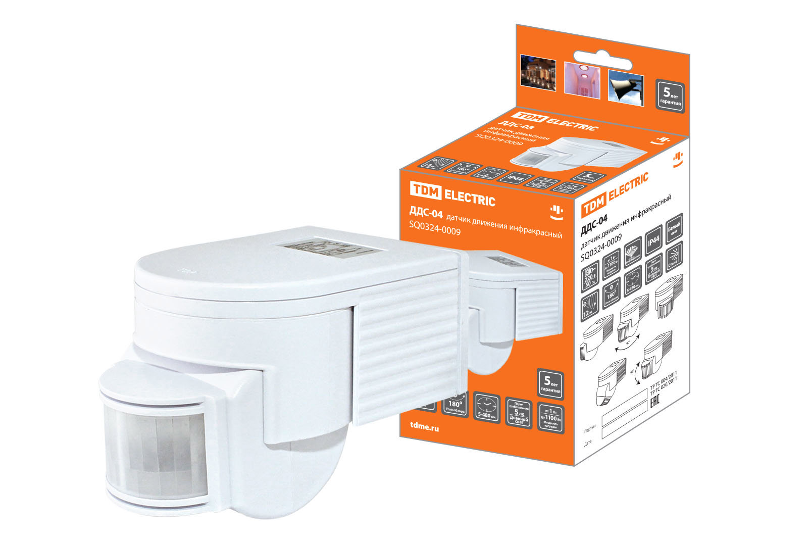 Изображение товара SQ0324-0009 датчик движения TDM ELECTRIC IP44 230В 180° 1100Вт