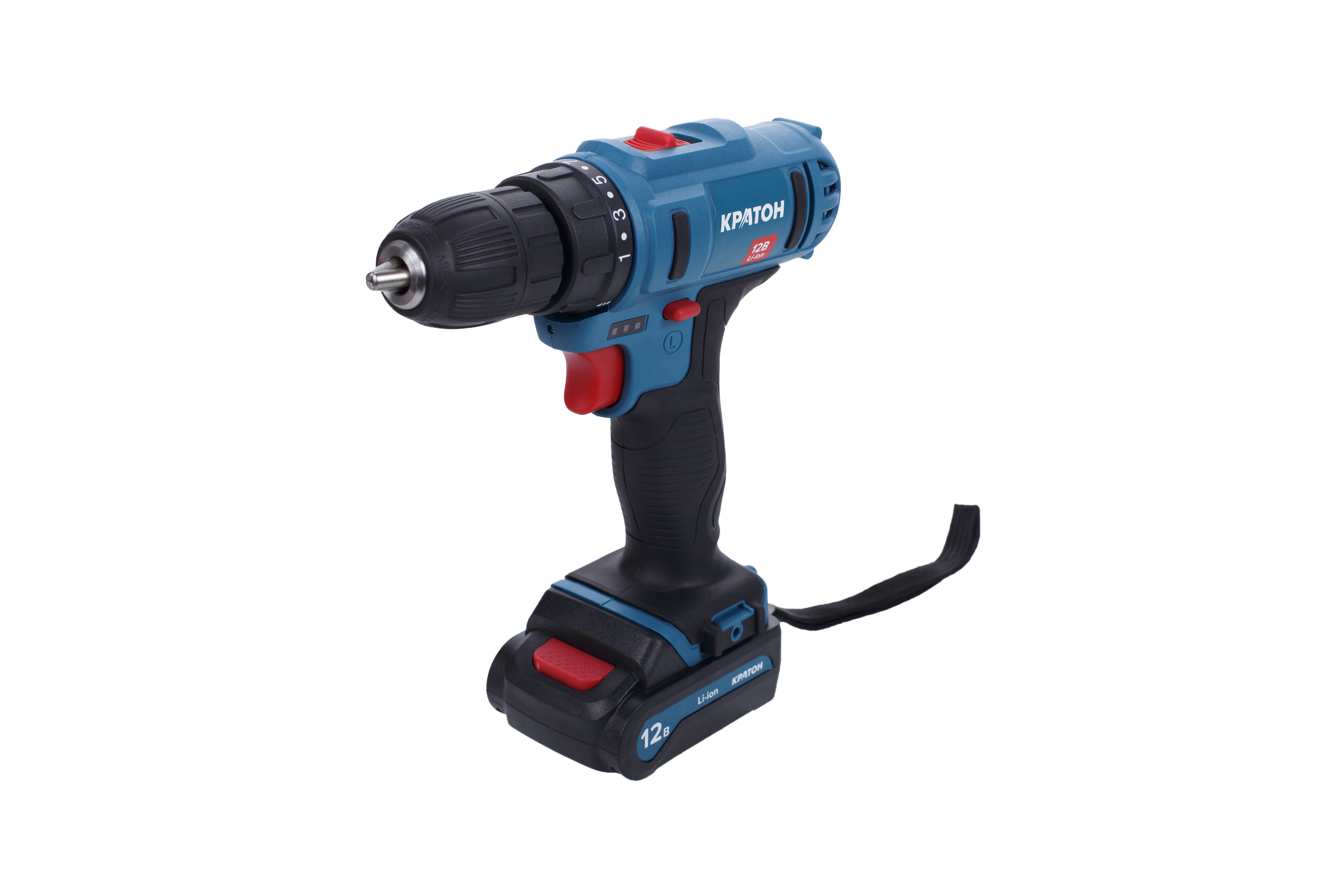Изображение товара Аккумуляторная дрель-шуруповерт Кратон 12 В с подсветкой и кейсом
