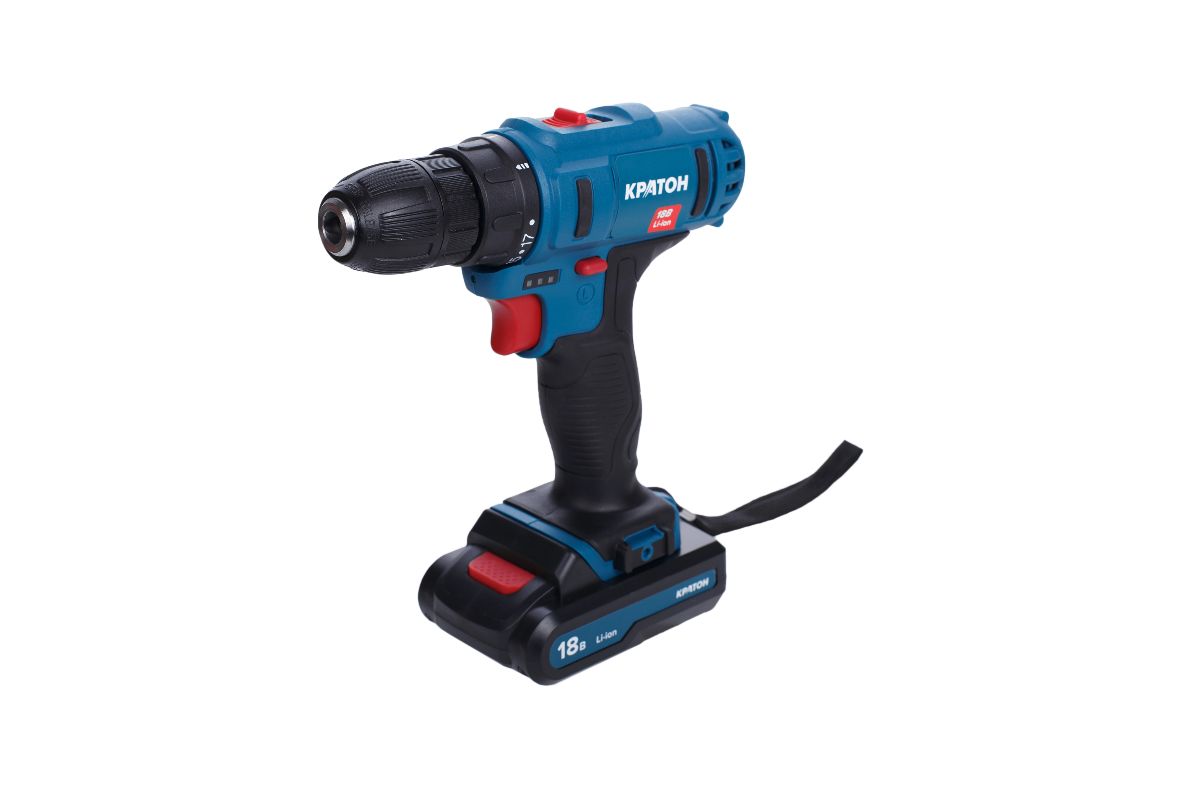 Изображение товара Аккумуляторная дрель-шуруповерт Кратон 3 11 01 056 18 В с кейсом и насадками