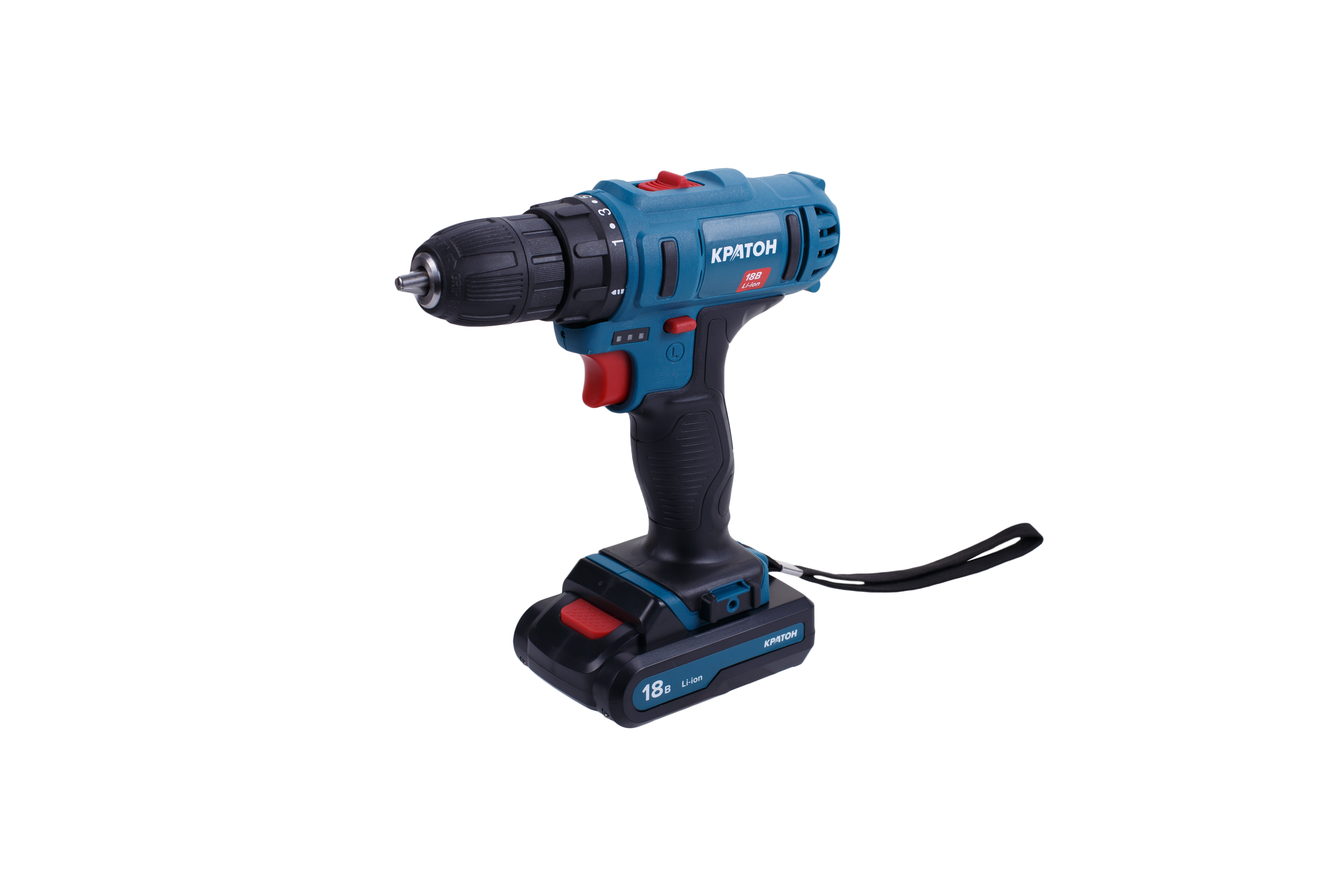 Изображение товара Аккумуляторная дрель-шуруповерт Кратон 3 11 01 060 18 В с подсветкой и быстрозажимным патроном