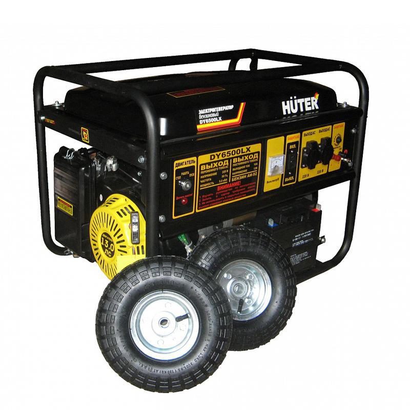 Изображение товара Генератор бензиновый Huter DY6500LX с колесами 5.5 кВт