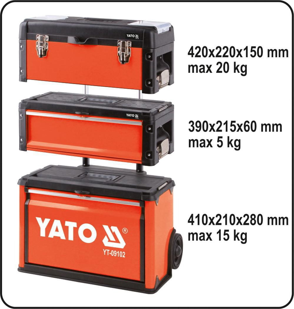Изображение товара Ящик для инструментов на колёсах YATO YT-09102 520x720x320 см. Изображение товара Ящик для инструментов на колёсах YATO YT-09102 520x720x320 см.