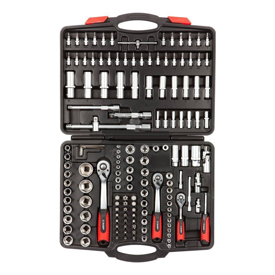 Изображение товара Набор торцевых головок с ключом Зубр 27637-H150 1/2, 1/4, 3/8 дюйма, 150 шт.