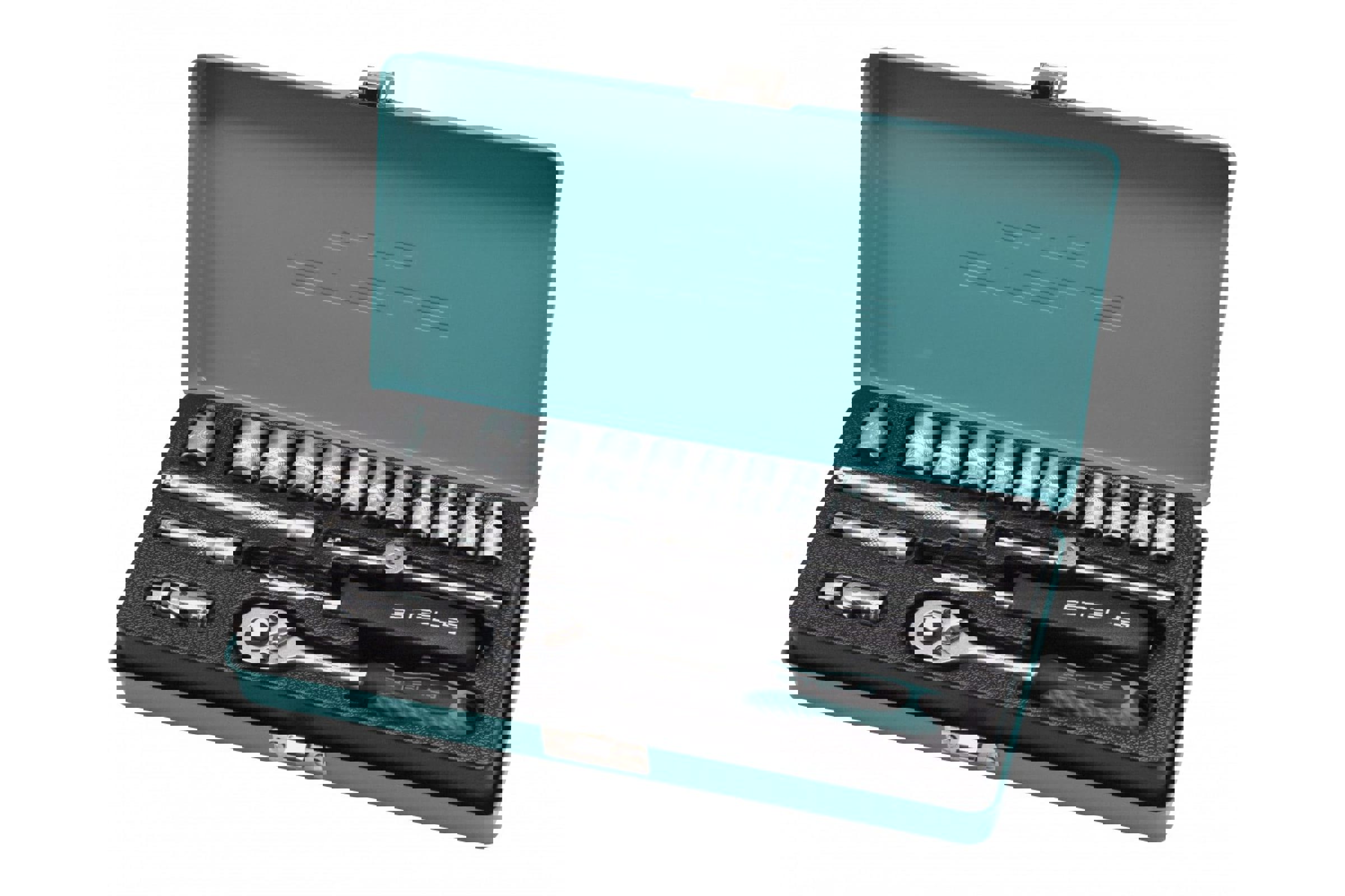 Изображение товара Набор торцевых головок с ключом Stels 13573 1/4 дюйма, 18 шт.