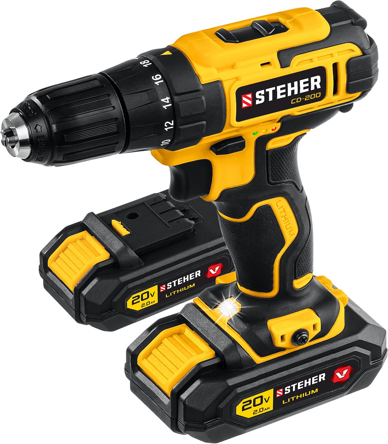 Изображение товара Дрель-шуруповерт аккумуляторная Steher CD-200-2 20 В Li-Ion