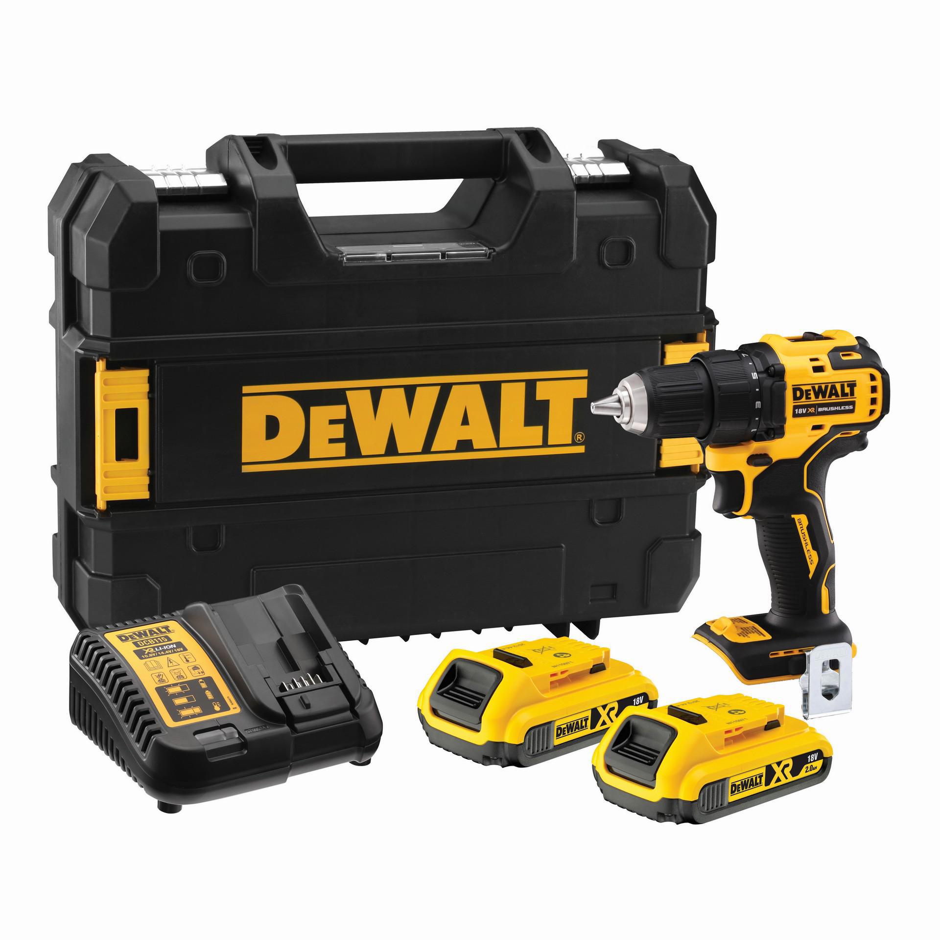 Изображение товара Дрель-шуруповерт аккумуляторная Dewalt DCD708D2T-QW 18 В с двумя батареями