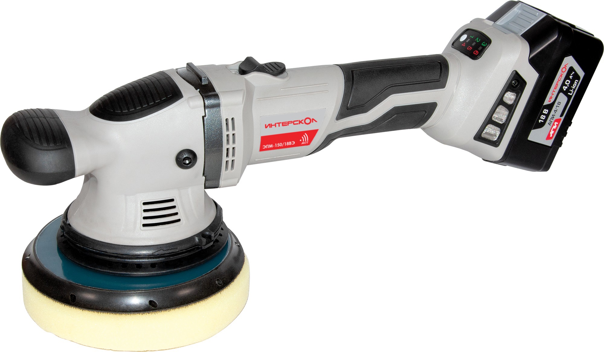 Изображение товара Аккумуляторная бесщеточная полировальная машина 150 мм Интерскол ЭПМ-150/18ВЭ