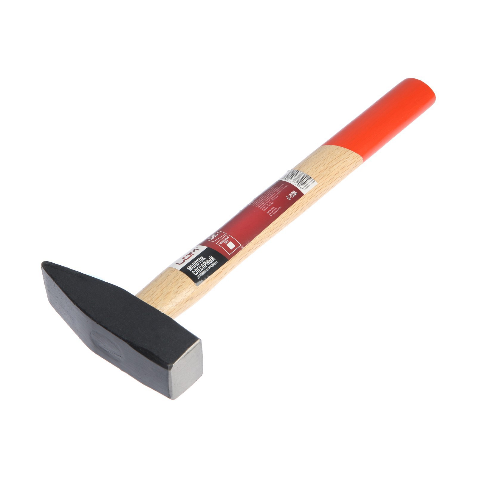 Изображение товара Молоток слесарный ЛОМ с квадратным боеком и деревянной рукояткой 1000 г