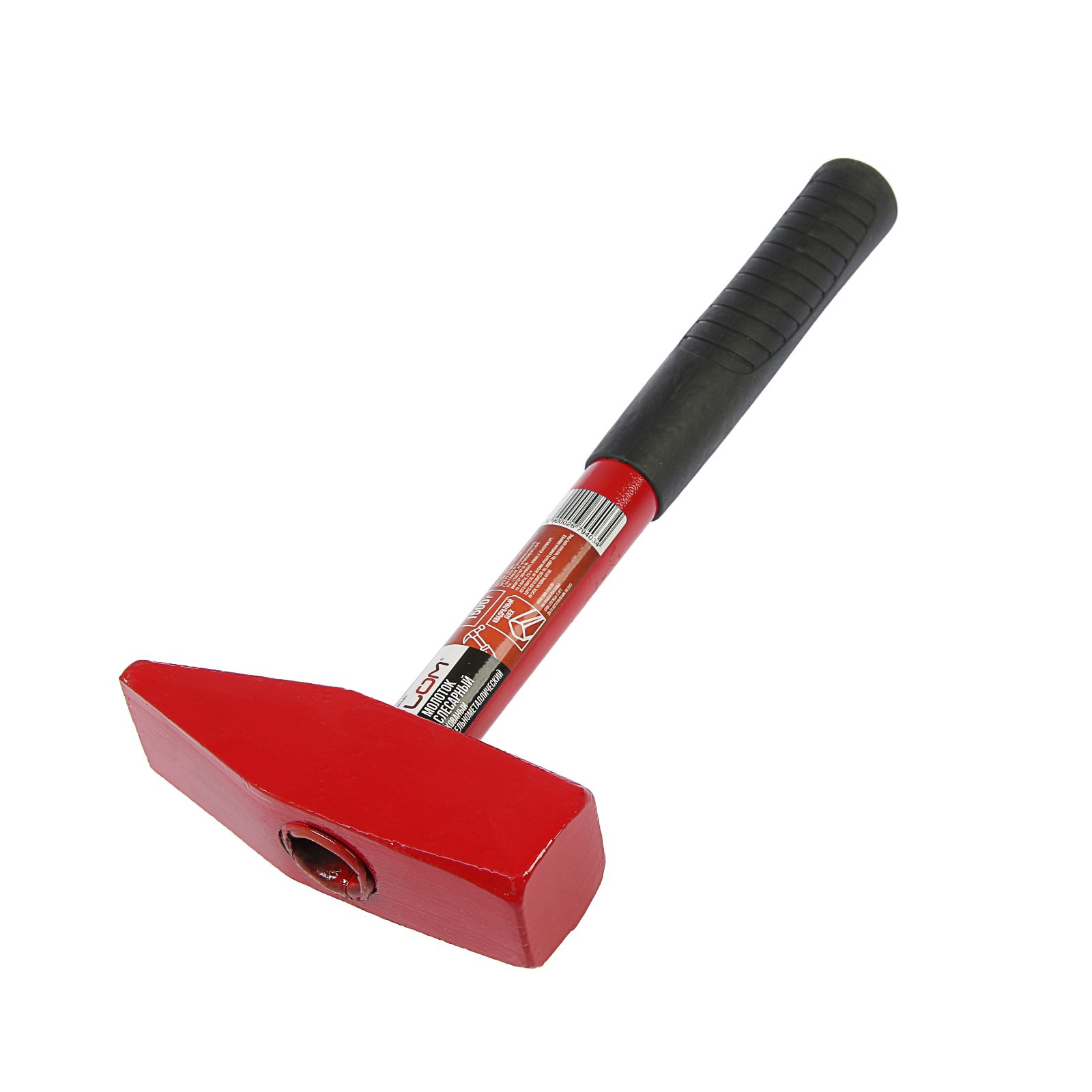 Изображение товара Молоток слесарный ЛОМ 1500 г с квадратным боеком и обрезиненной рукояткой