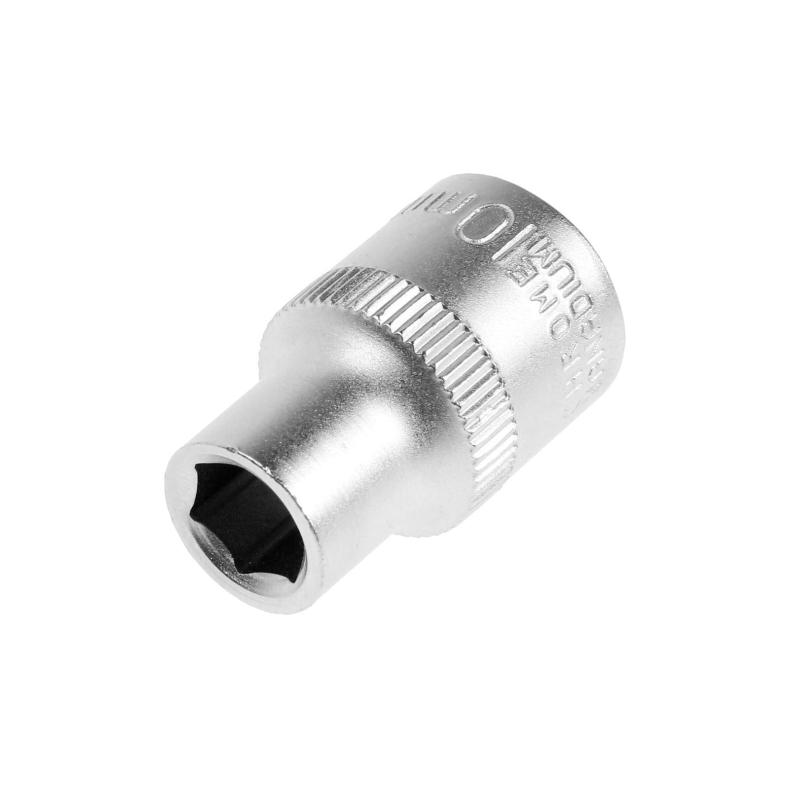 Изображение товара Шестигранная торцевая головка Тундра 1123548 10 мм 1/2 дюйма хромоникелевое покрытие