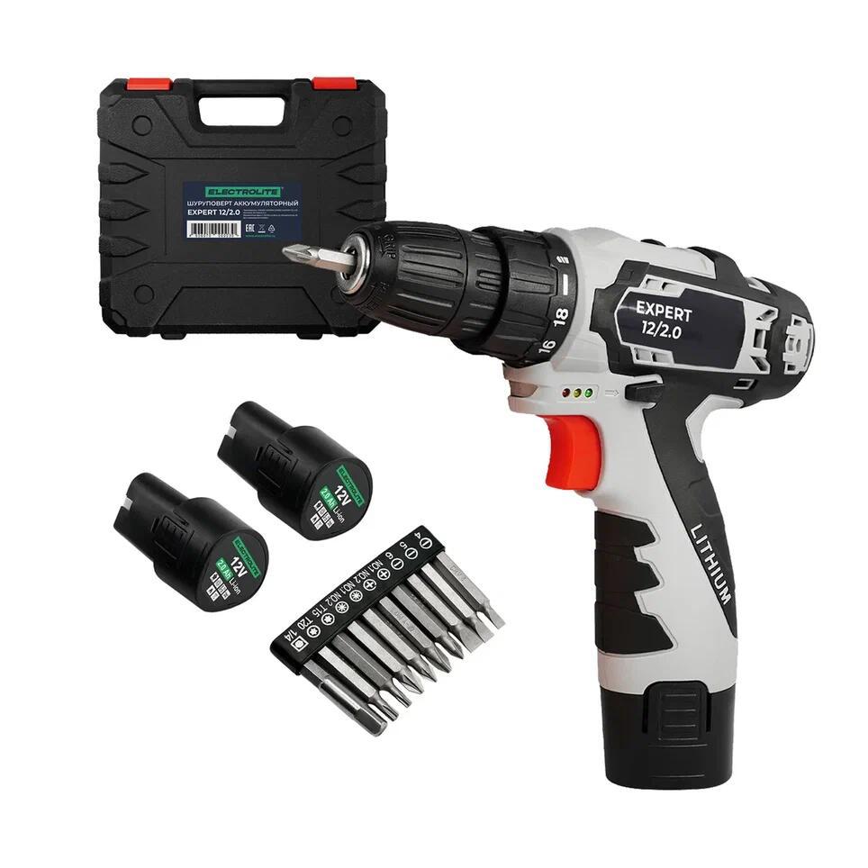 Изображение товара Аккумуляторная дрель-шуруповерт Electrolite Expert 12/2.0 12 В Li-Ion, 2 аккумулятора