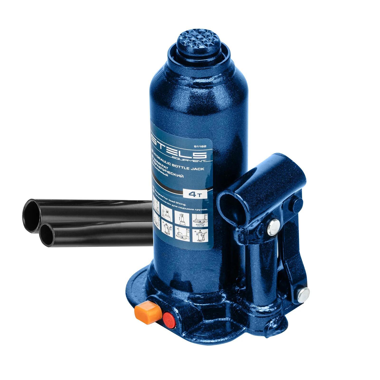 Изображение товара Домкрат бутылочный гидравлический Stels 51162 до 4 тонн 188-363 мм Изображение товара Домкрат бутылочный гидравлический Stels 51162 до 4 тонн 188-363 мм