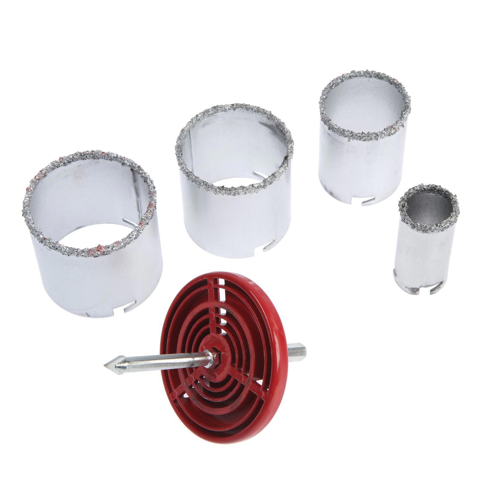 Изображение товара Набор коронок кольцевых по керамике ТУНДРА 4 шт диаметр 33-73 мм