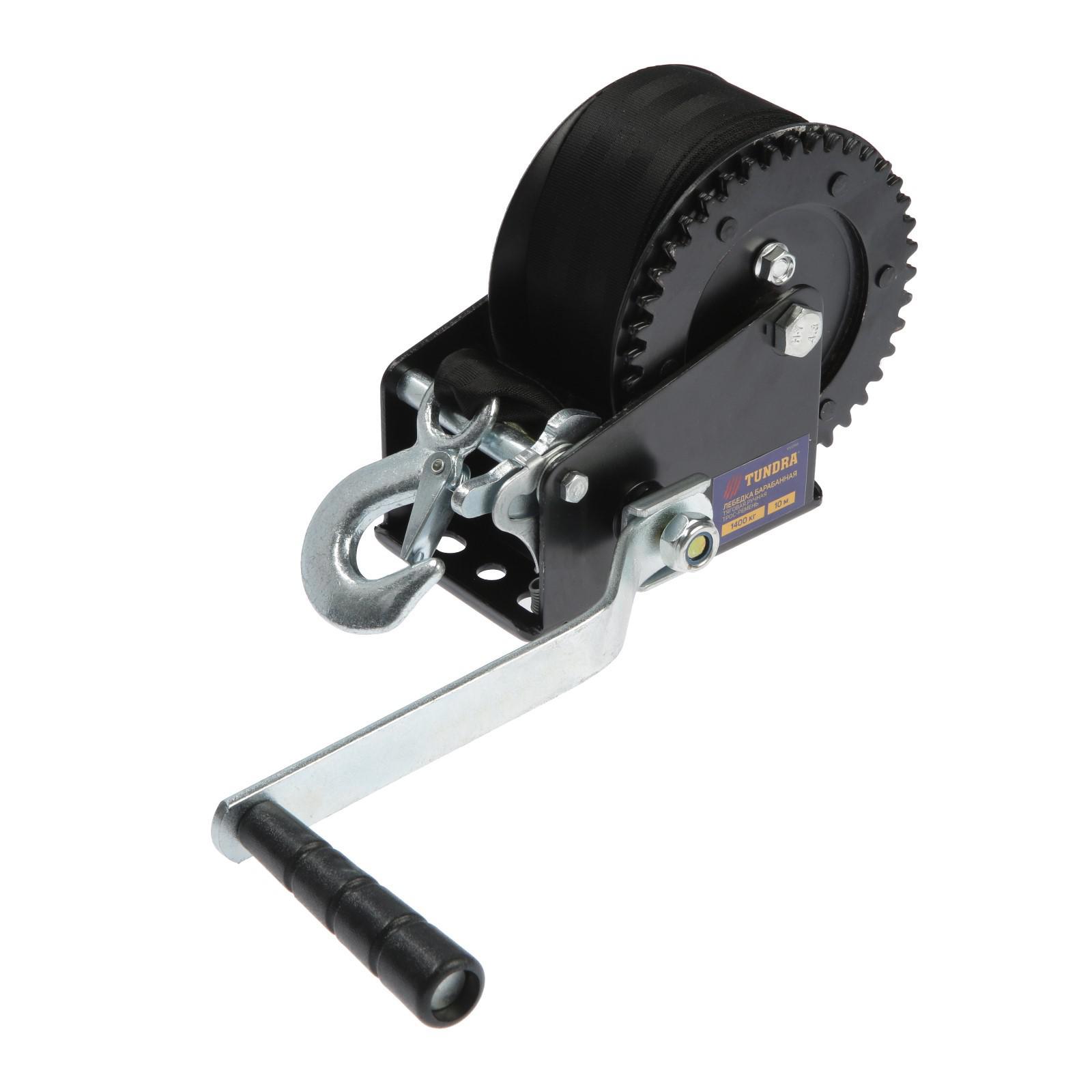 Изображение товара Ручная барабанная лебедка Тундра 1002768, 10 м, 1.4 т для перемещения грузов
