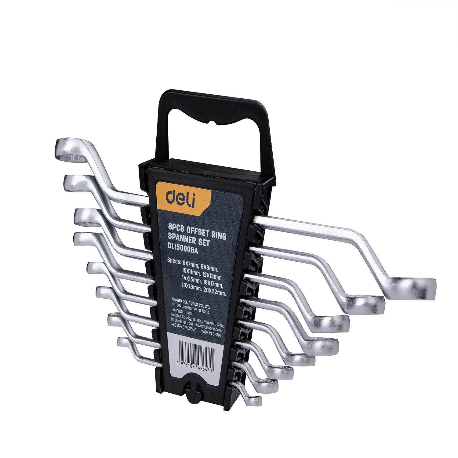 Изображение товара Набор ключей накидных двенадцатигранных Deli Tools DL150008A 6-22 мм, 8 предметов