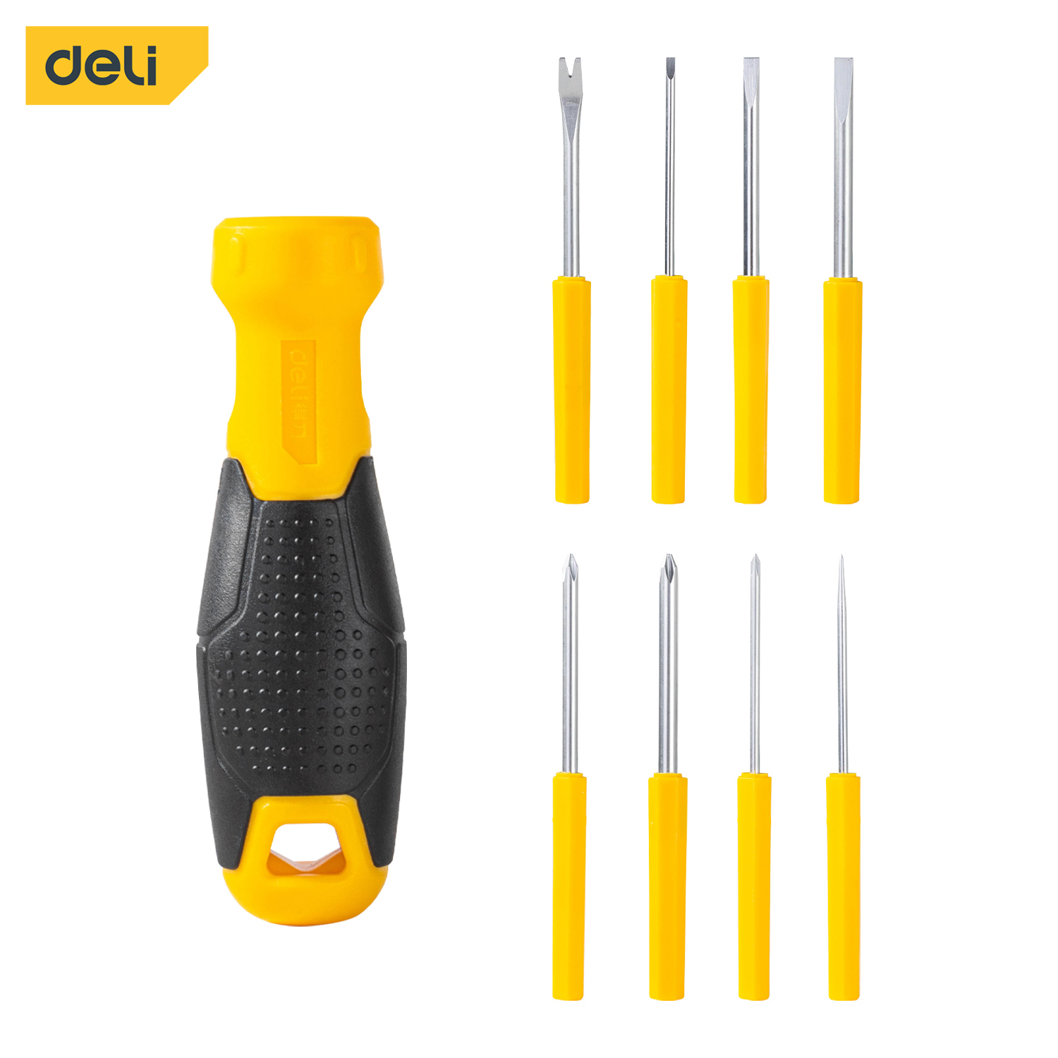 Изображение товара Отвёртка с набором бит Deli Tools DL636009, 8 шт.