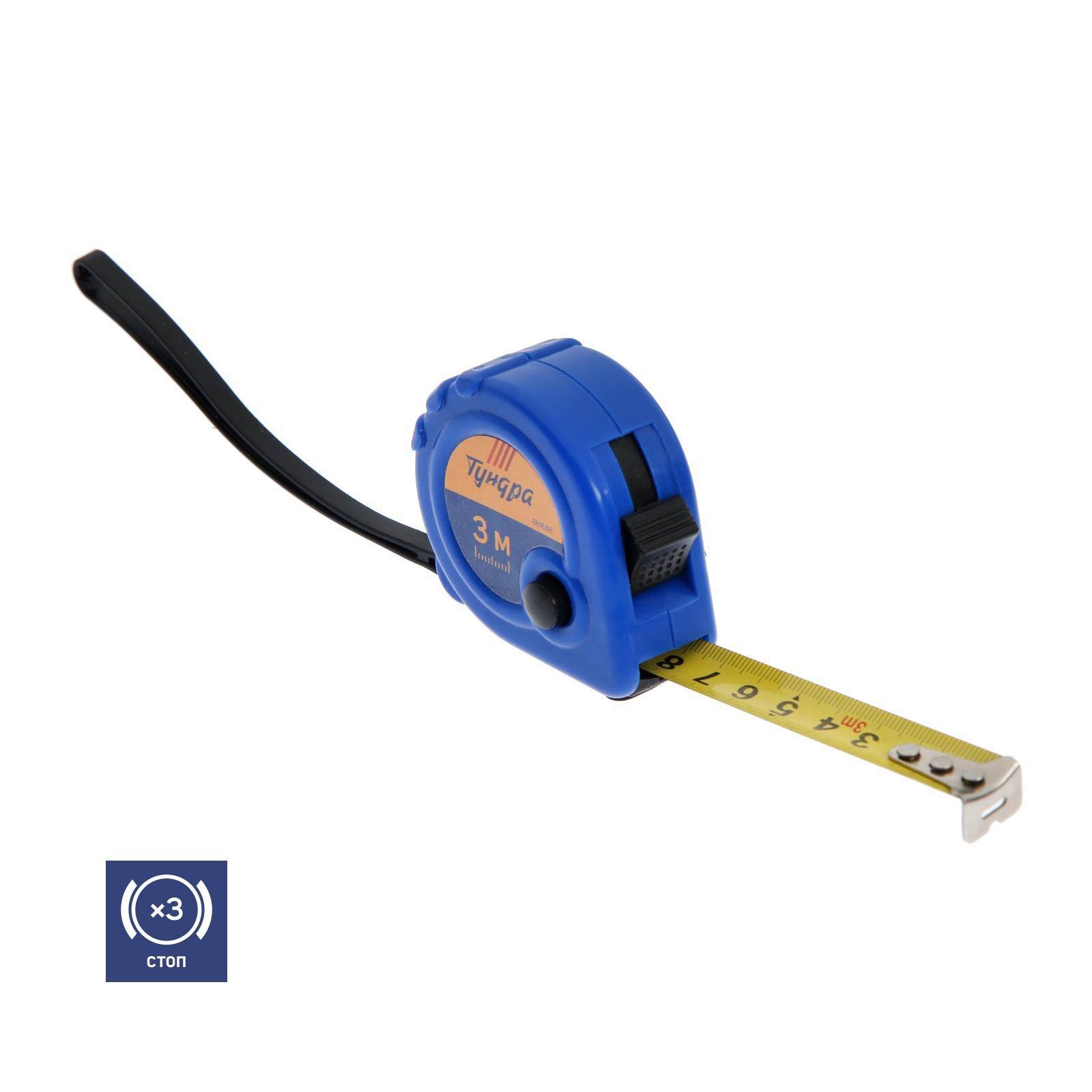 Изображение товара Рулетка Тундра 881688 3 м х 16 мм пластиковый корпус с фиксаторами