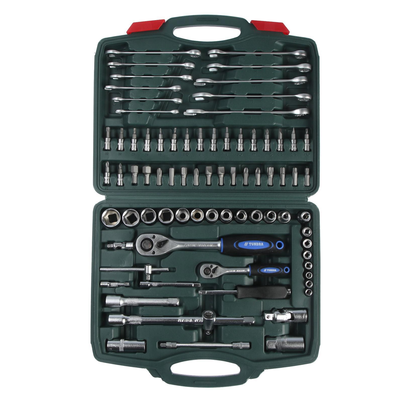 Изображение товара Набор инструментов автомобильный Тундра 1720448, 78 предметов высокий класс