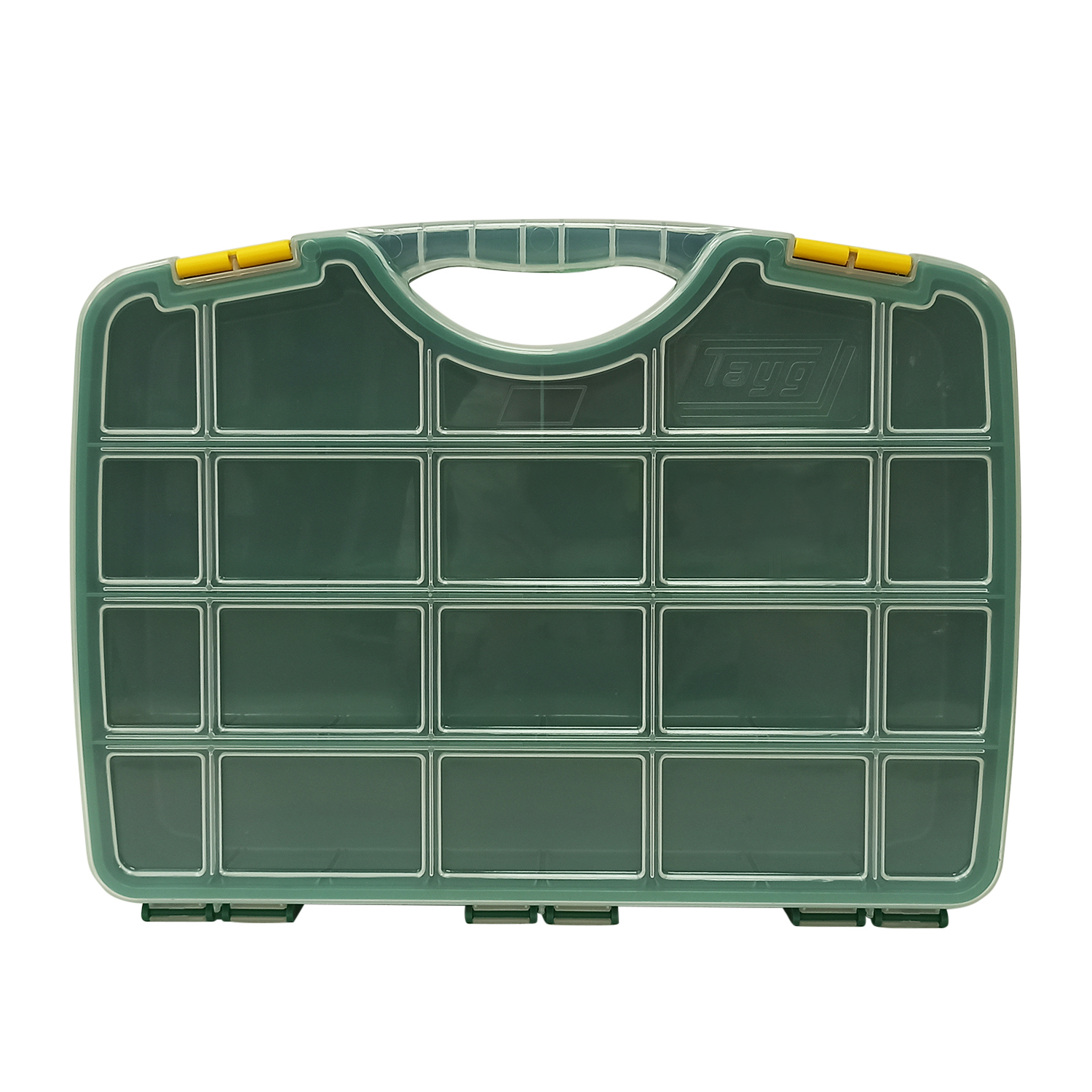 Изображение товара Органайзер для крепежа TAYG зеленый регулируемые ячейки 388x290x61 мм