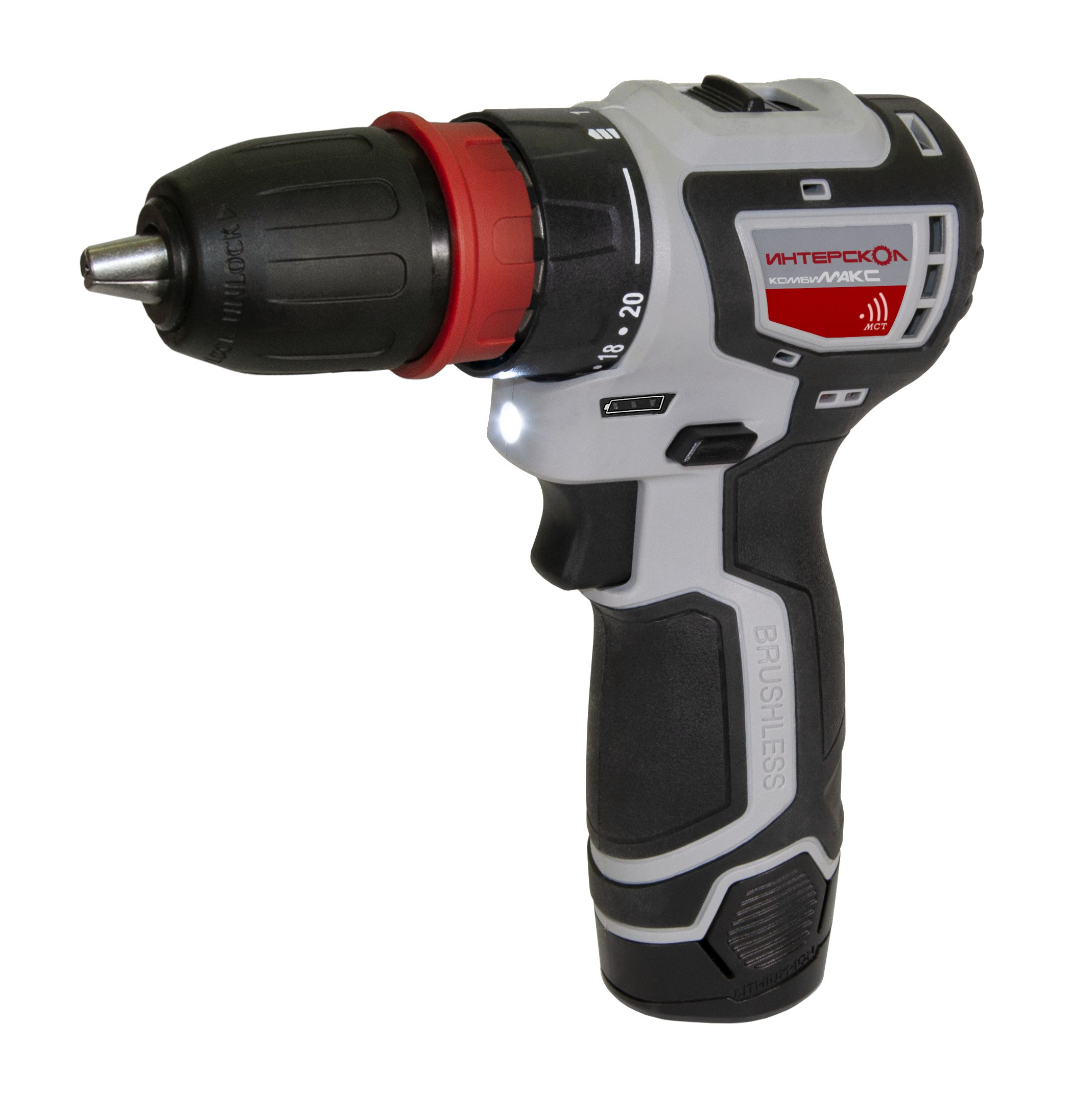 Изображение товара Дрель-шуруповерт аккумуляторная Интерскол 687.2.2.77, 12 В Li-Ion 2x2 Ач