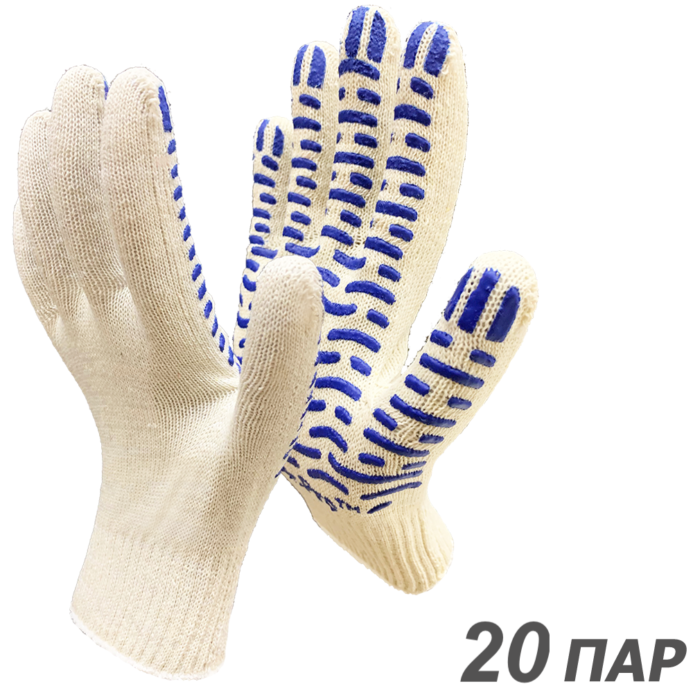 Изображение товара Хлопчатобумажные перчатки Master-Pro Актив-Волна-20, лайнер ПВХ, 20 пар