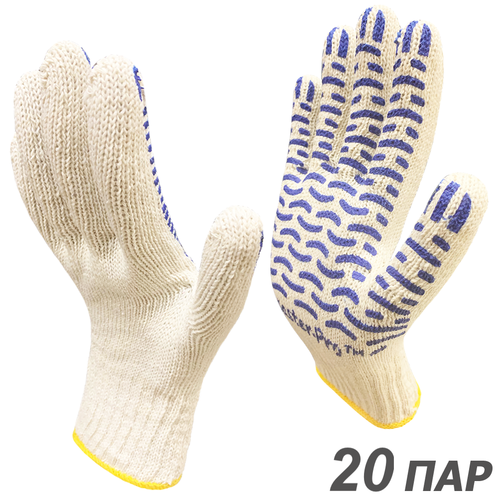 Изображение товара Хлопчатобумажные рабочие перчатки Master-Pro Волна-20, 10/XL, 3 пары