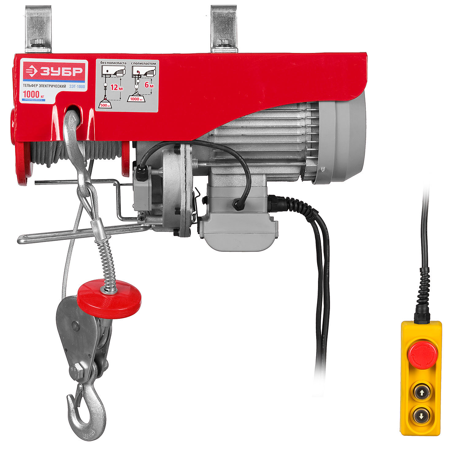 Изображение товара Электрический тельфер Зубр ЗЭТ-1000 с грузоподъемностью до 1000 кг