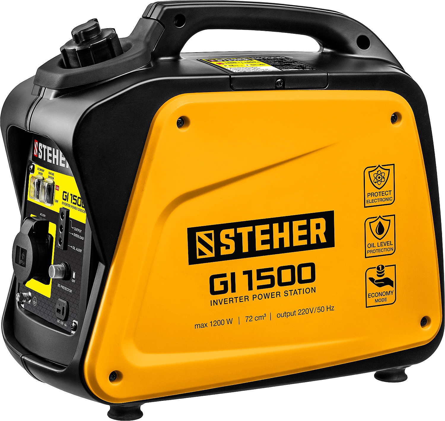 Изображение товара Генератор бензиновый Steher GI-1500 1.2 кВт инверторный компактный Изображение товара Генератор бензиновый Steher GI-1500 1.2 кВт инверторный компактный