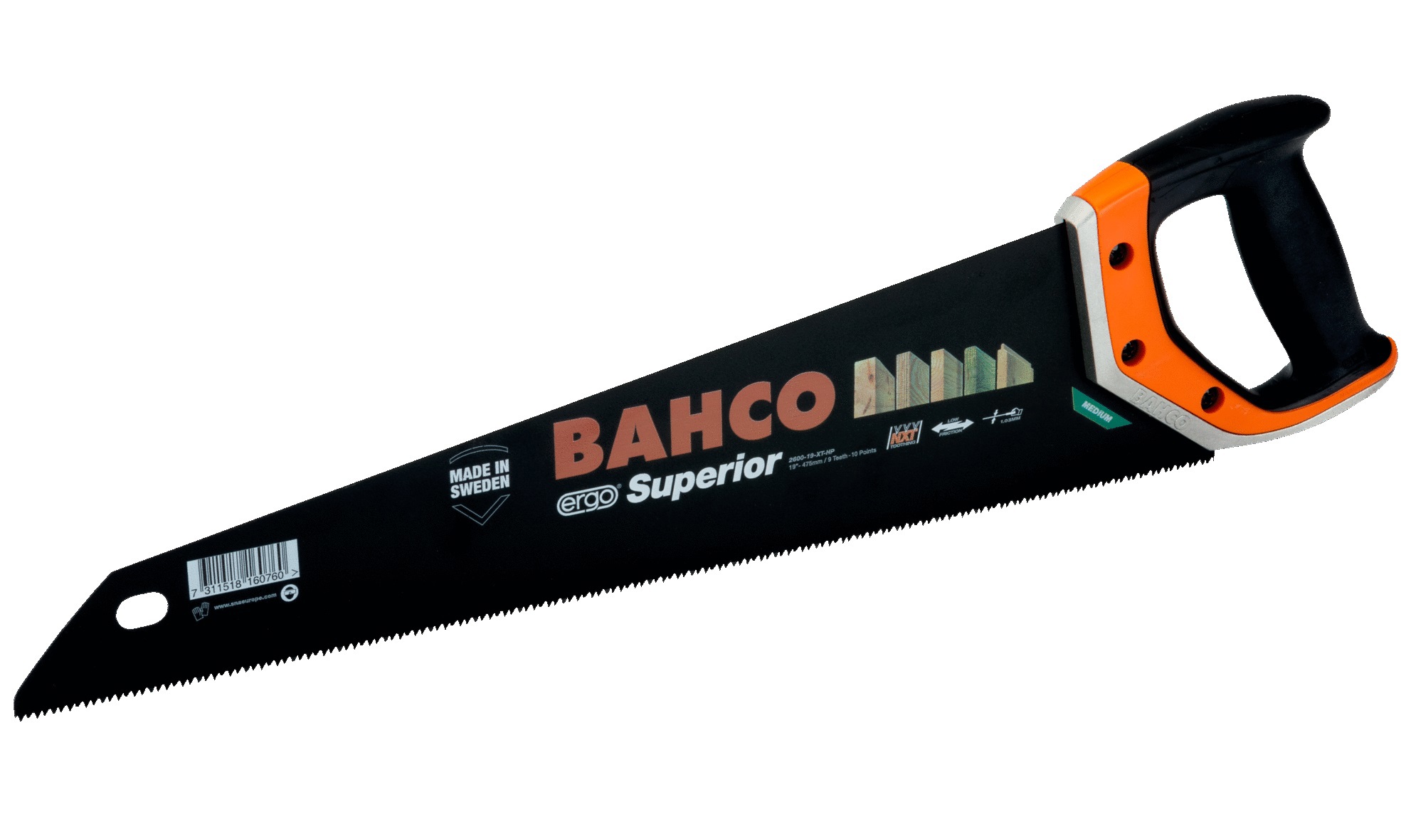 Изображение товара Ножовка по дереву Bahco Superior 475 мм с закаленными зубьями и тефлоновым покрытием