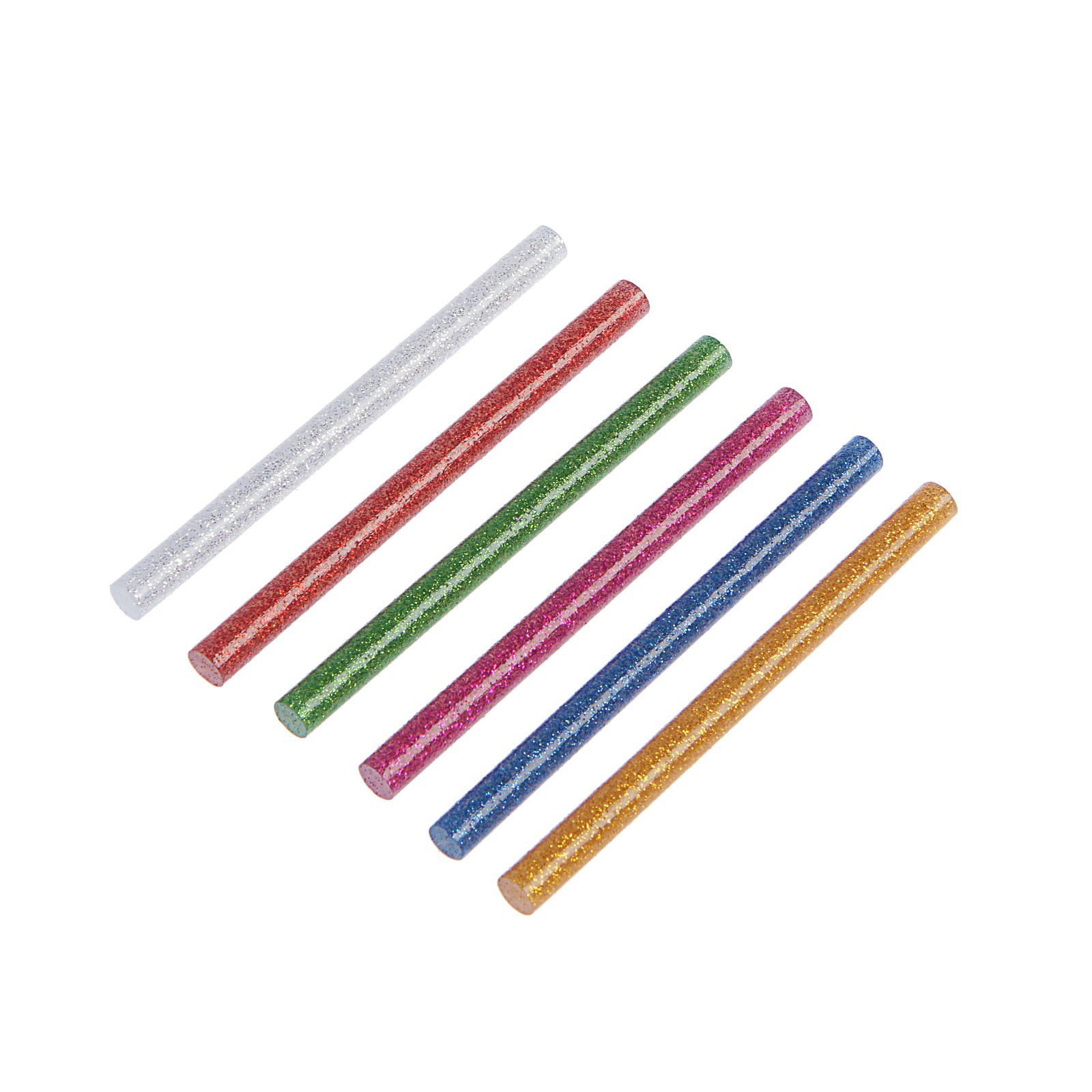 Изображение товара Клеевые стержни ТУНДРА 7x100 мм 6 шт разноцветные с блестками для клеевых пистолетов