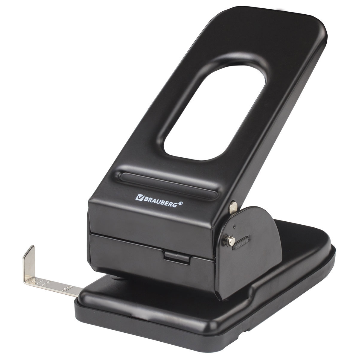 Изображение товара Дырокол металлический Heavy duty для 60 листов BRAUBERG Черный
