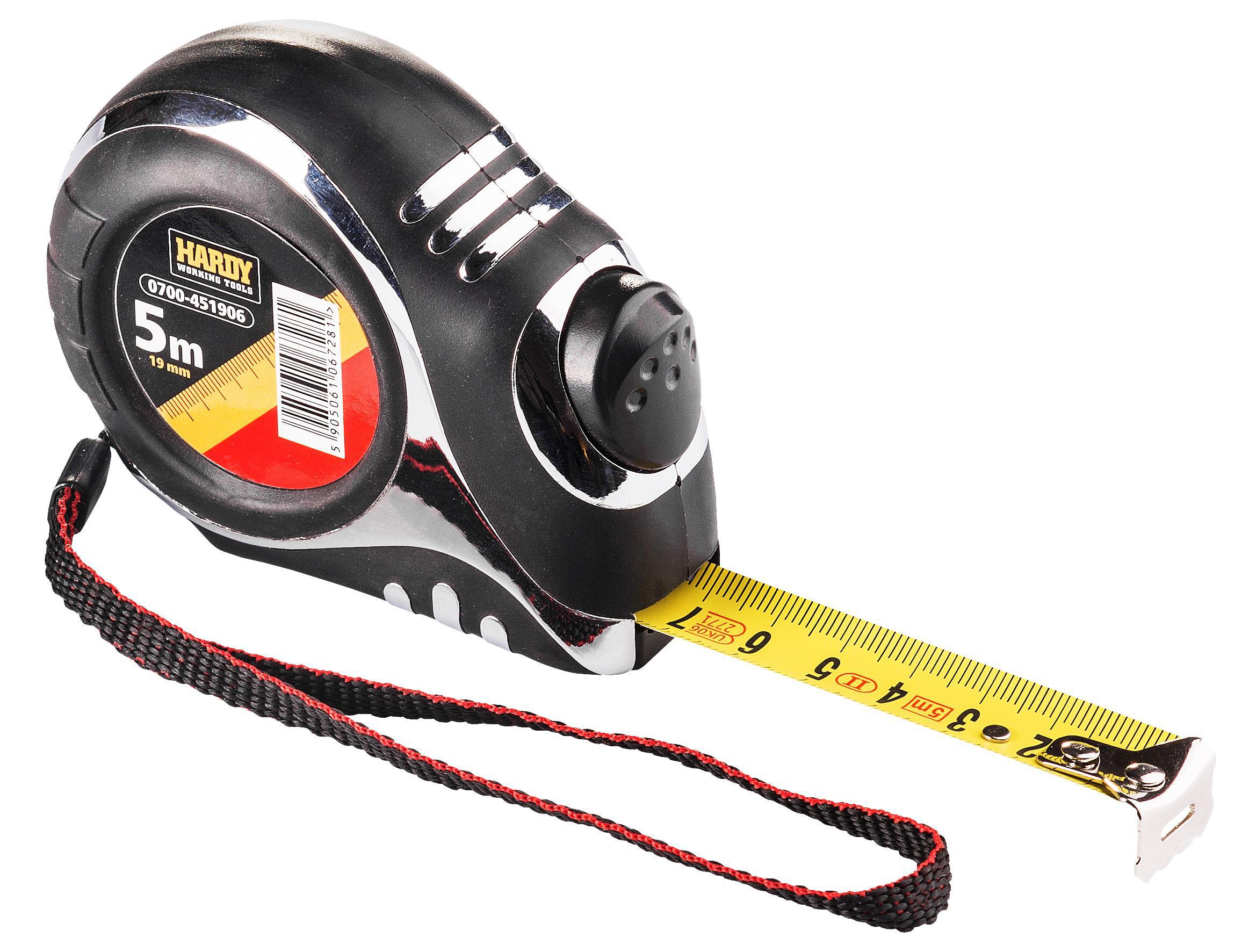 Изображение товара Рулетка Hardy 0700-451905 5 м ударопрочная с автоматической фиксацией