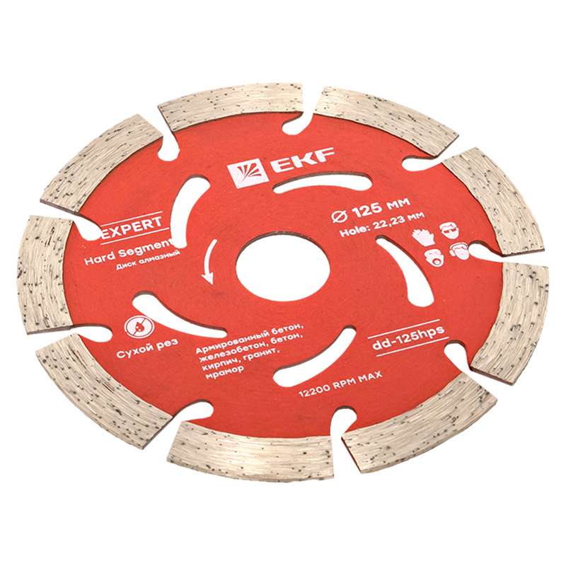 Изображение товара Диск алмазный EKF Expert dd-125hps сегментный 125 мм для резки строительных материалов