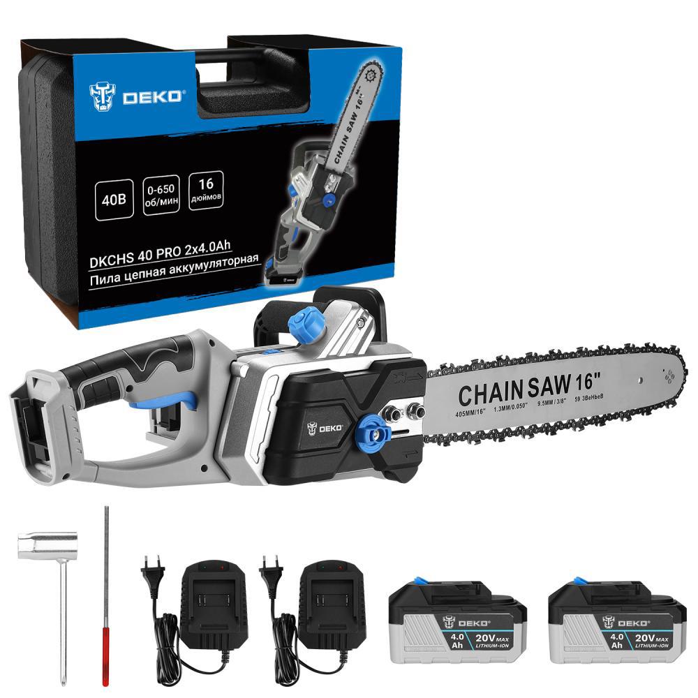 Пила аккумуляторная бесщёточная Deko Dkchs 40 pro 20 В шина 40.5 см 2x4 ...