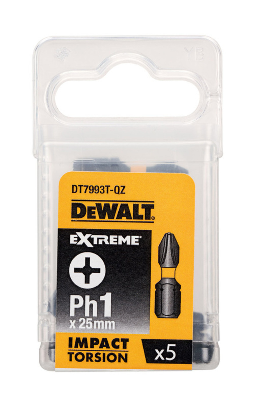 Изображение товара Бита DEWALT DT7993T-QZ ударная PH1, набор 5 шт для шуруповерта Изображение товара Бита DEWALT DT7993T-QZ ударная PH1, набор 5 шт для шуруповерта