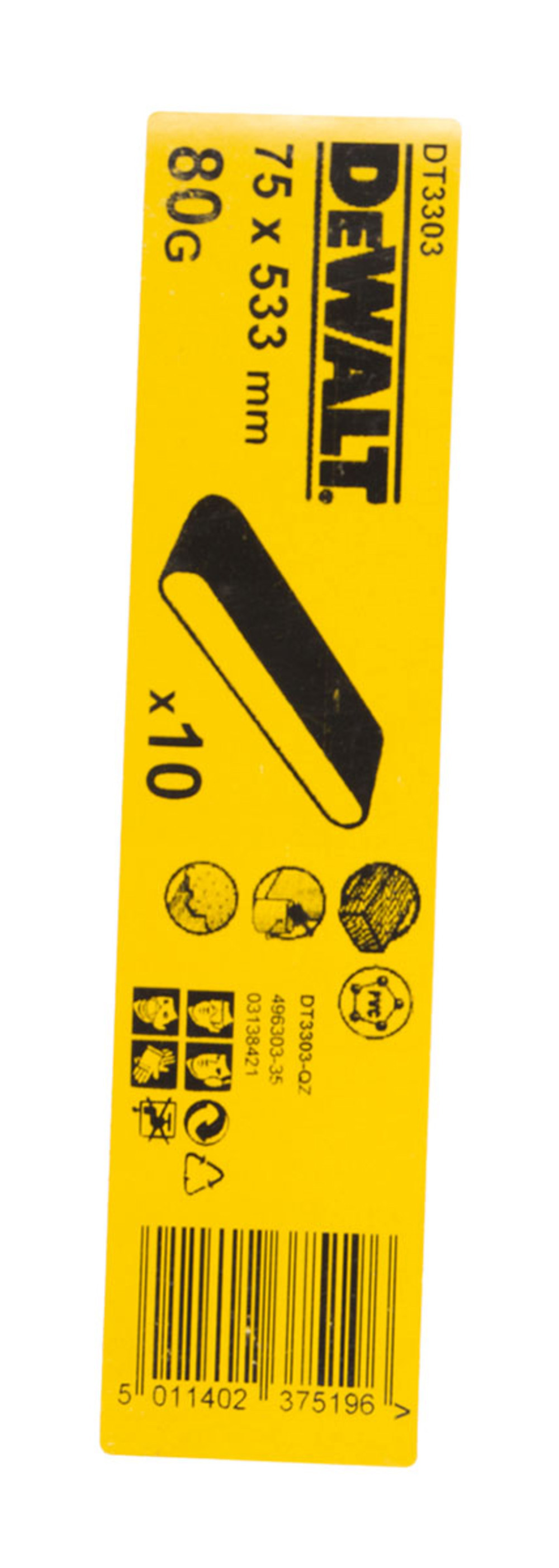Изображение товара Лента шлифовальная Dewalt P80 533x75 мм, 10 шт.