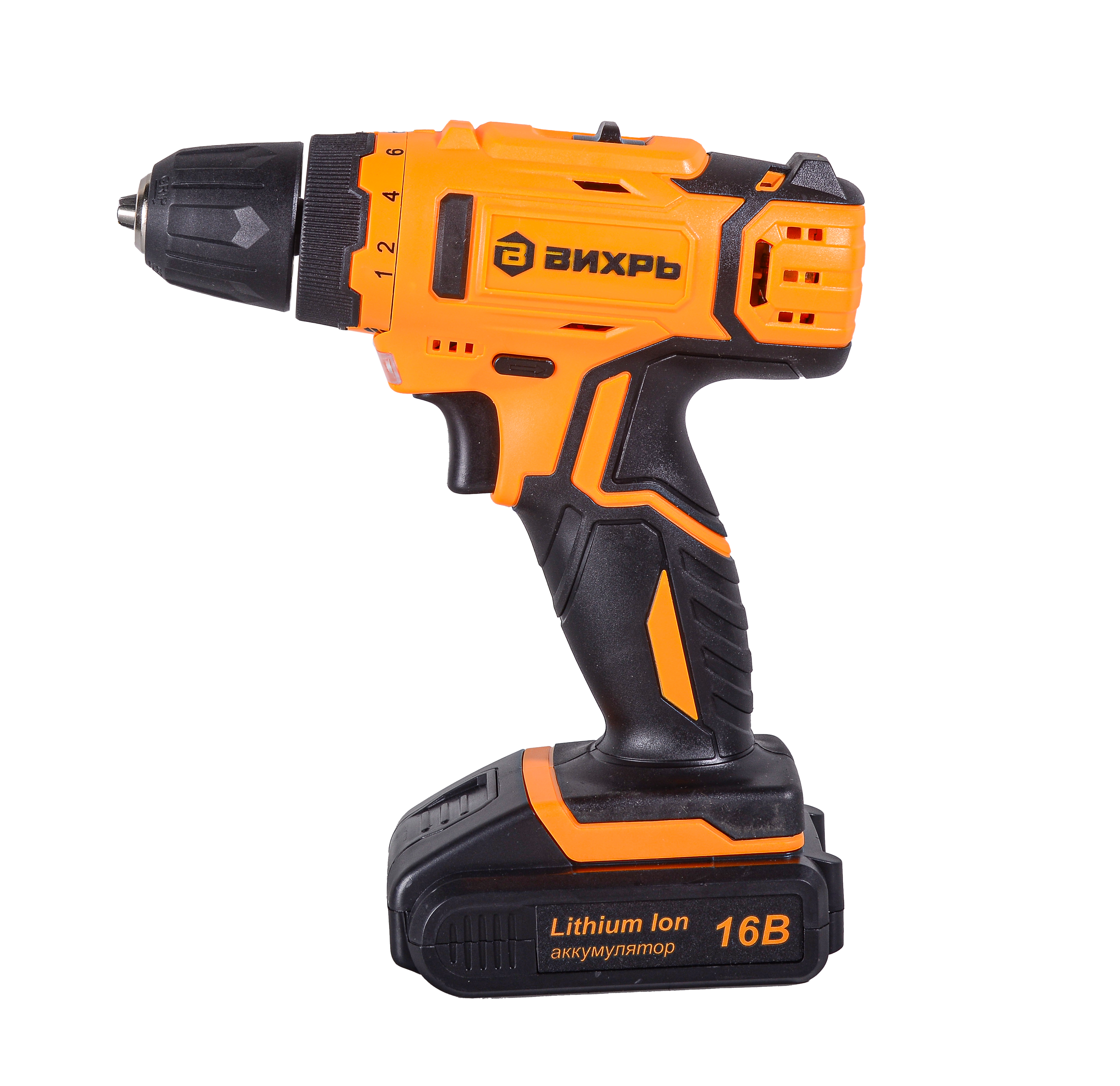Изображение товара Дрель-шуруповерт аккумуляторная Вихрь ДА-16Л-2КА 72/14/49, 16 В Li-Ion 2x1.5 Ач