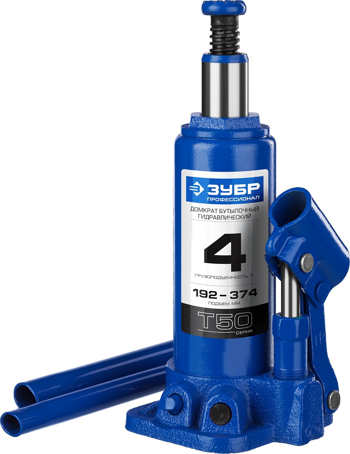 Изображение товара Домкрат бутылочный ЗУБР 43060-4 Гидравлический, 4 т, 374 мм подъема