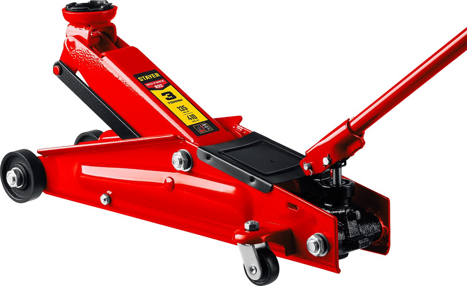 Изображение товара Домкрат подкатной гидравлический Stayer 43151-3 до 3 т, 135-410 мм Изображение товара Домкрат подкатной гидравлический Stayer 43151-3 до 3 т, 135-410 мм