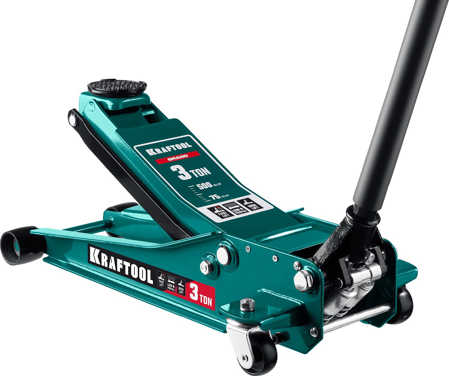 Изображение товара Домкрат подкатной гидравлический Kraftool 43451-3 до 3 т, 75-500 мм