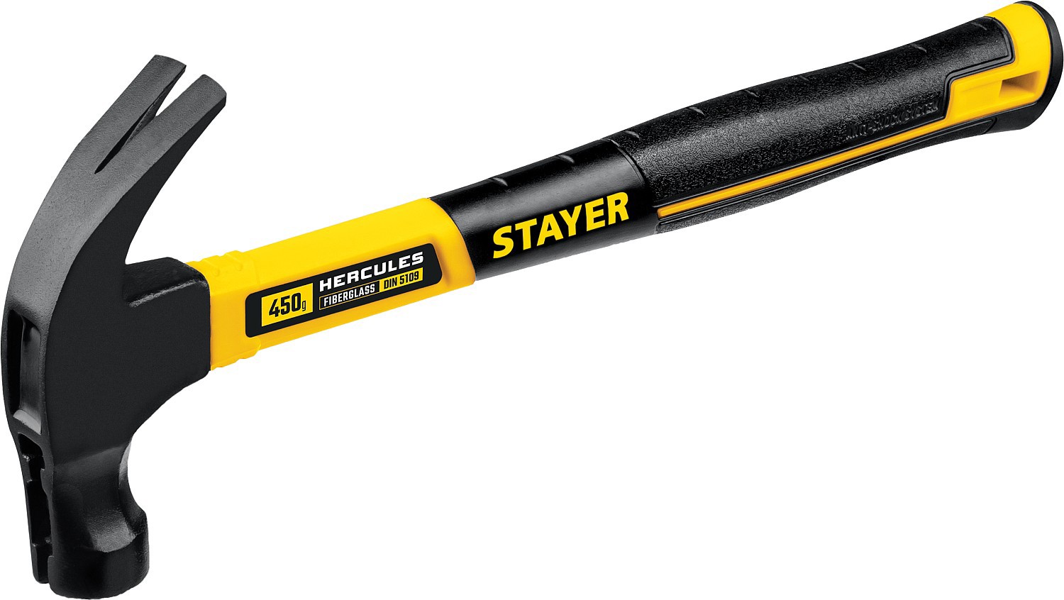 Изображение товара Молоток-гвоздодер STAYER 2027-450 с пластиковой рукояткой 450 г