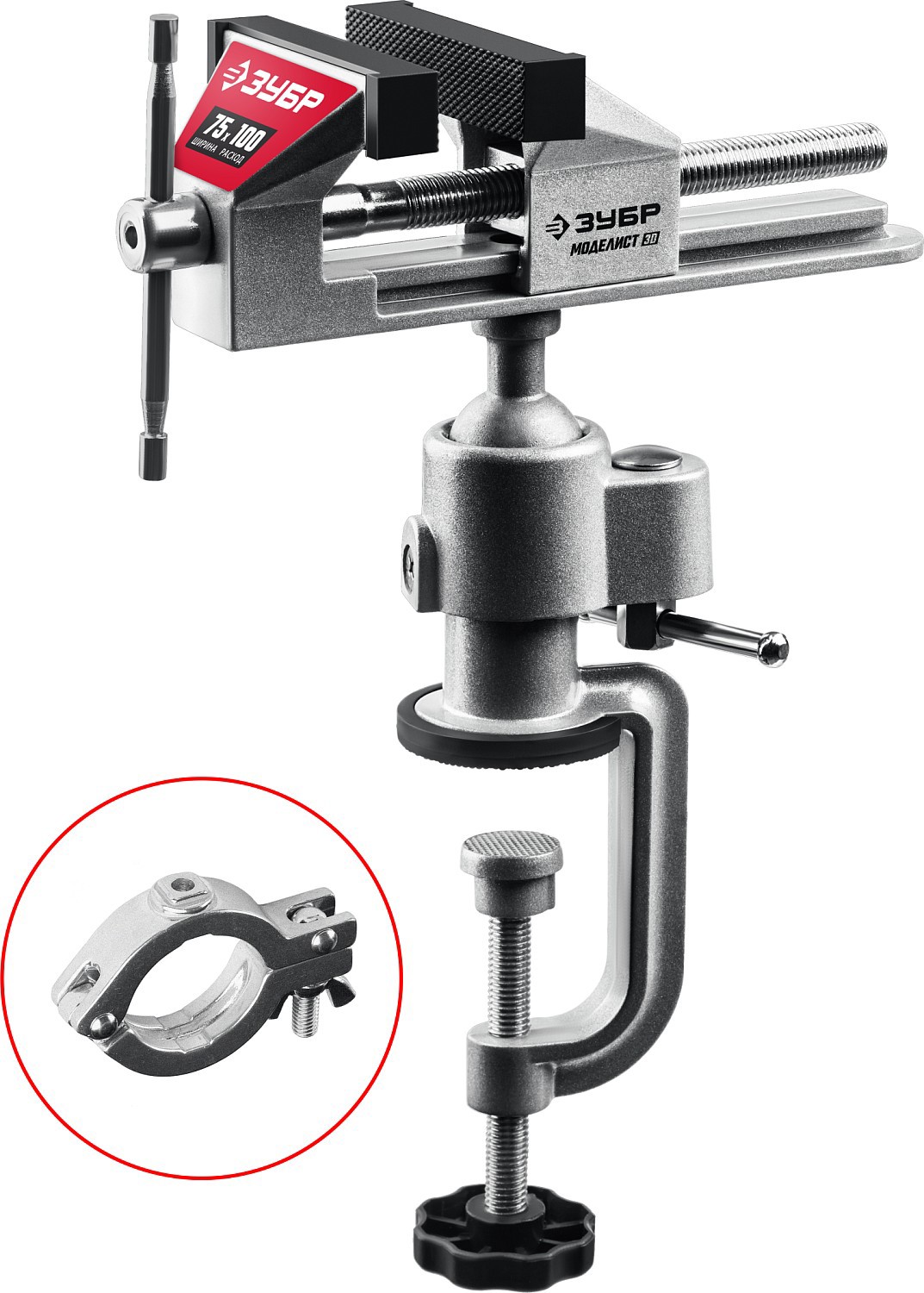 Изображение товара Тиски слесарные шарнирно-поворотные ЗУБР 75x100 мм