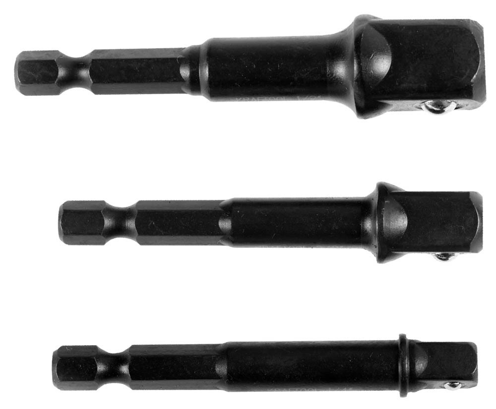 Изображение товара Набор переходников для торцевых головок kraftool 26775-H3 1/4x1/2 3/8 1/4 65 мм 3 шт