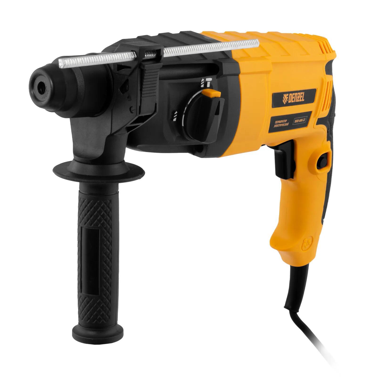 Изображение товара Перфоратор сетевой бесщеточный SDS Plus Denzel RHH-600-22, 600 Вт, 2.5 Дж