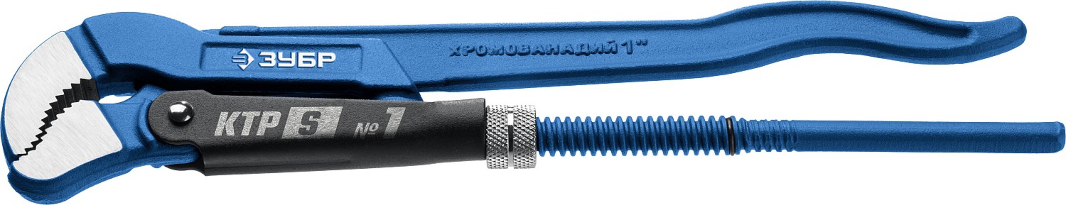 Изображение товара Ключ трубный газовый разводной 45 градусов S-образный ЗУБР 27336-1 1 дюйм 322 мм